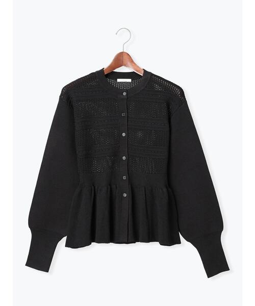 Te chichi（テチチ）の「ペプラムニットカーディガン（カーディガン/ボレロ・レディース・ホワイト/ブラック・F）」の9枚目の写真