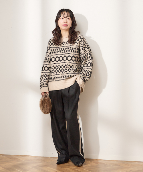 journal standard L'essage（ジャーナルスタンダードレサージュ）の「ジャガードプルオーバー（ニット/セーター・レディース・ブラック/ホワイト・FREE）」の22枚目の写真