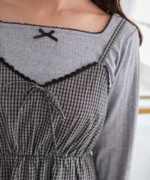 MAJESTIC LEGON | リボン付きスクエアネックトップス(Tシャツ/カットソー)