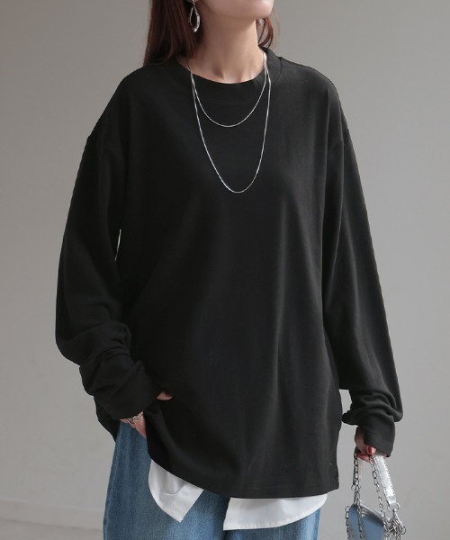 HUG.U(ハグユー)の「体感+3.2℃ 吸湿発熱トップス(Tシャツ/カットソー・レディース・モカ/グレー/ブラック/アイボリー・FREE)」の16枚目の写真