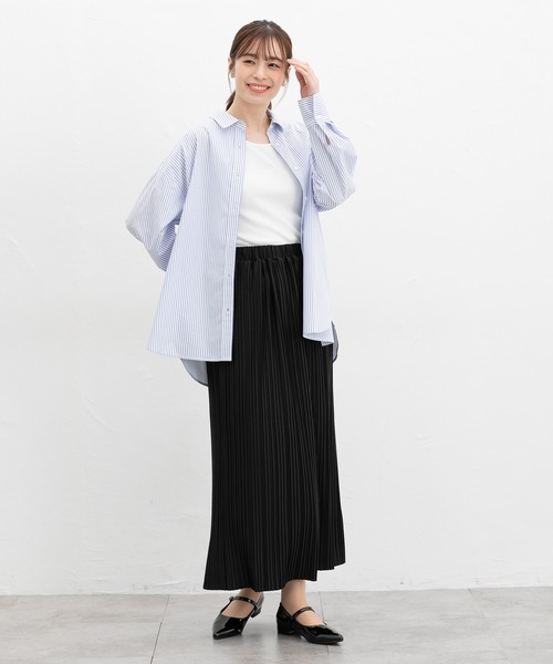 Honeys（ハニーズ）の「【セルフカット】プリーツナロースカート（スカート・レディース・グレイッシュベージュ/イエロー系その他/ブルー/ブラック・LL/3L/S/M/L）」の8枚目の写真