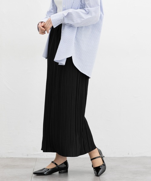 Honeys（ハニーズ）の「【セルフカット】プリーツナロースカート（スカート・レディース・グレイッシュベージュ/イエロー系その他/ブルー/ブラック・LL/3L/S/M/L）」の9枚目の写真