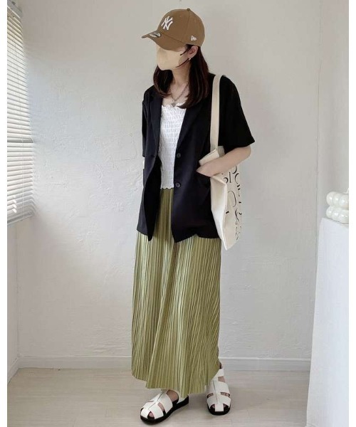 Honeys（ハニーズ）の「【セルフカット】プリーツナロースカート（スカート・レディース・グレイッシュベージュ/イエロー系その他/ブルー/ブラック・LL/3L/S/M/L）」の5枚目の写真