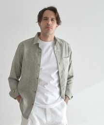 顔料染めジャガードレギュラーカラーシャツ