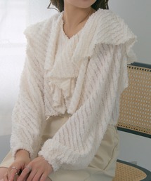 【MAGASIN DE MODE Chou Chou】シアー ミニフリンジジャガード クロップドブラウス XNN