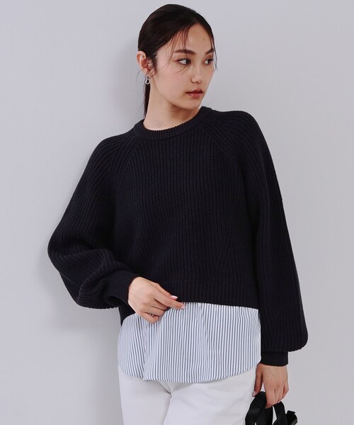 OPAQUE.CLIP(オペークドットクリップ)の「レイヤード風ミドルゲージニット【洗濯機洗い可】(ニット/セーター・レディース・グレー系4/ネイビー系4/ホワイト系7・40/38/42)」の3枚目の写真