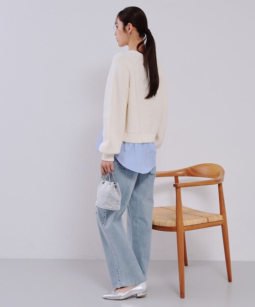 OPAQUE.CLIP(オペークドットクリップ)の「レイヤード風ミドルゲージニット【洗濯機洗い可】(ニット/セーター・レディース・グレー系4/ネイビー系4/ホワイト系7・40/38/42)」の7枚目の写真