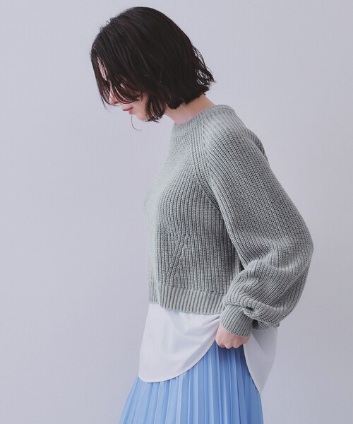 OPAQUE.CLIP(オペークドットクリップ)の「レイヤード風ミドルゲージニット【洗濯機洗い可】(ニット/セーター・レディース・グレー系4/ネイビー系4/ホワイト系7・40/38/42)」の5枚目の写真
