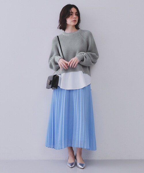 OPAQUE.CLIP(オペークドットクリップ)の「レイヤード風ミドルゲージニット【洗濯機洗い可】(ニット/セーター・レディース・グレー系4/ネイビー系4/ホワイト系7・40/38/42)」の4枚目の写真