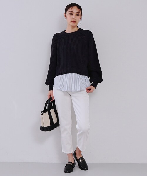 OPAQUE.CLIP(オペークドットクリップ)の「レイヤード風ミドルゲージニット【洗濯機洗い可】(ニット/セーター・レディース・グレー系4/ネイビー系4/ホワイト系7・40/38/42)」の19枚目の写真