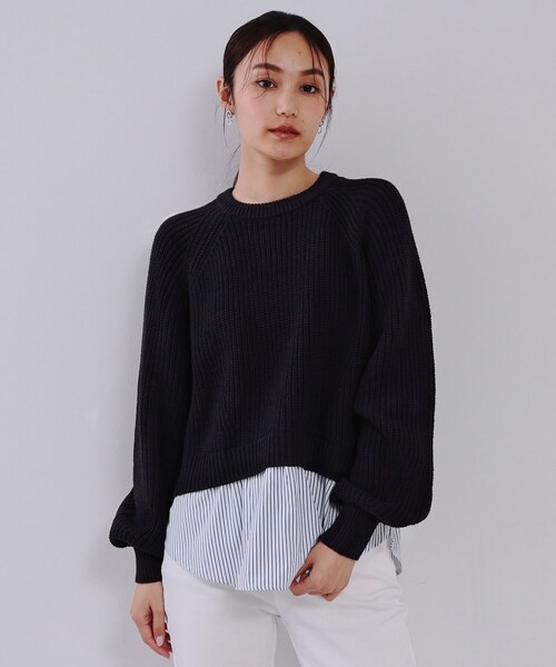 OPAQUE.CLIP(オペークドットクリップ)の「レイヤード風ミドルゲージニット【洗濯機洗い可】(ニット/セーター・レディース・グレー系4/ネイビー系4/ホワイト系7・40/38/42)」の16枚目の写真