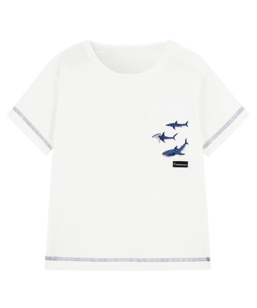 combimini（コンビミニ）の「半袖ポケットTシャツ（サメ）（Tシャツ/カットソー・キッズ・ホワイト/ネイビー・80/90/100/110/120）」の3枚目の写真