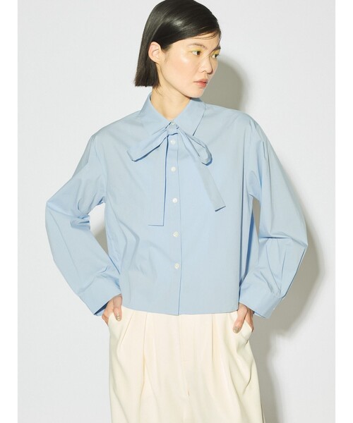 MIDIUMISOLID（ミディウミソリッド）の「MIDIUMISOLID for Ladies タイネックシャツ（シャツ/ブラウス・レディース・オフホワイト/ライトブルー/ブラック・FREE）」の3枚目の写真