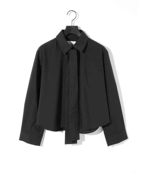 MIDIUMISOLID ミディウミソリッド CPOシャツ トップス ブラック セール】MIDIUMISOLID for Ladies タイネックシャツ（シャツ