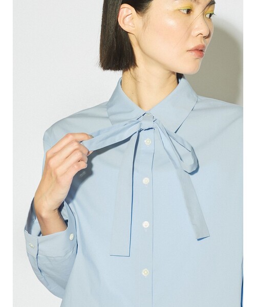 MIDIUMISOLID（ミディウミソリッド）の「MIDIUMISOLID for Ladies タイネックシャツ（シャツ/ブラウス・レディース・オフホワイト/ライトブルー/ブラック・FREE）」の10枚目の写真