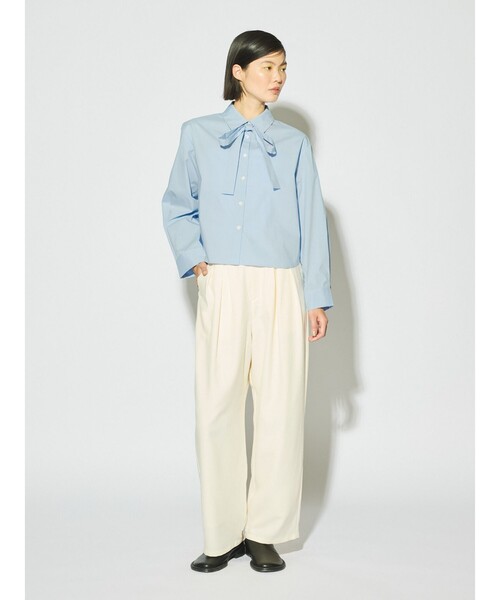 MIDIUMISOLID（ミディウミソリッド）の「MIDIUMISOLID for Ladies タイネックシャツ（シャツ/ブラウス・レディース・オフホワイト/ライトブルー/ブラック・FREE）」の13枚目の写真