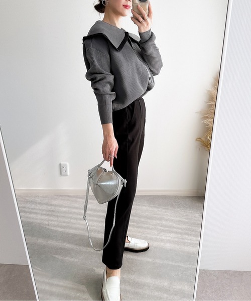 &. NOSTALGIA（アンドドットノスタルジア）の「【ZOZO限定】フリル衿カーディガン（カーディガン/ボレロ・レディース・チャコールグレー/ブラック/アイボリー・M）」の17枚目の写真