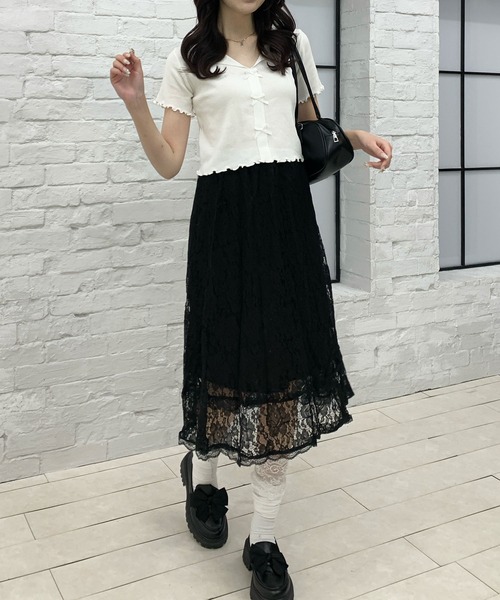 Teem Store(チームストア)の「花柄レース シースルーAラインスカート(スカート・レディース・ブルー/アイボリー/ブラック・F)」の19枚目の写真