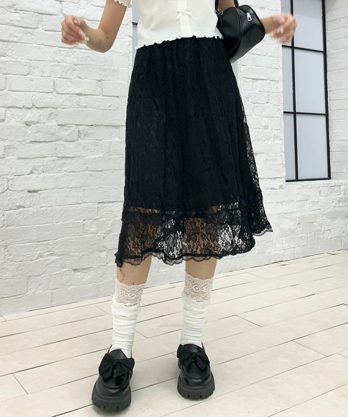 Teem Store(チームストア)の「花柄レース シースルーAラインスカート(スカート・レディース・ブルー/アイボリー/ブラック・F)」の20枚目の写真