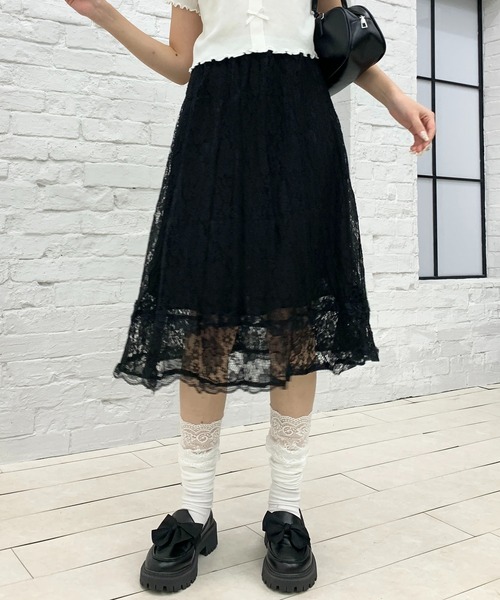 Teem Store(チームストア)の「花柄レース シースルーAラインスカート(スカート・レディース・ブルー/アイボリー/ブラック・F)」の21枚目の写真