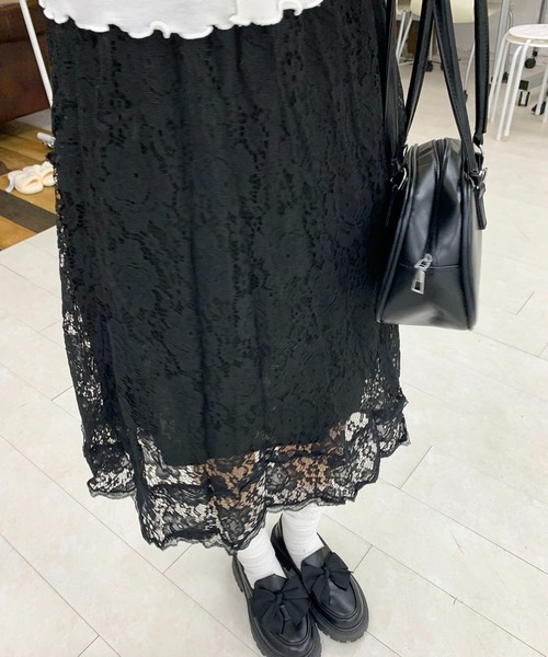 Teem Store(チームストア)の「花柄レース シースルーAラインスカート(スカート・レディース・ブルー/アイボリー/ブラック・F)」の22枚目の写真