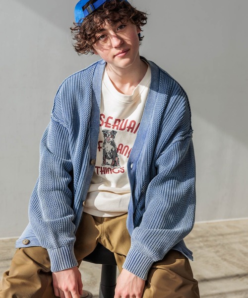 niko and...(ニコアンド)の「透かし切り替え加工ニットカーディガン(カーディガン/ボレロ・メンズ・ブラック/ベージュ/ライトブルー・LARGE/MEDIUM)」の3枚目の写真