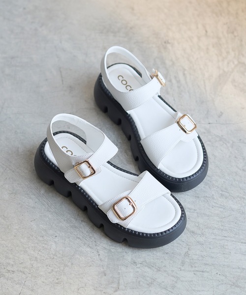 coca(ANDEX shoes product)(コカ)の「ダブルベルト バックル サンダル(サンダル・レディース・ホワイト/ブラック・LARGE/MEDIUM/SMALL)」の21枚目の写真