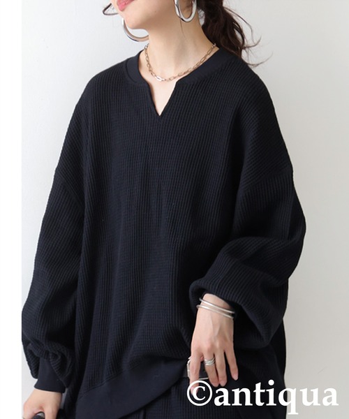 トップルジップ DIAVEL｜襟付きワッフルZIPトップス | Rakuten Fashion(楽天