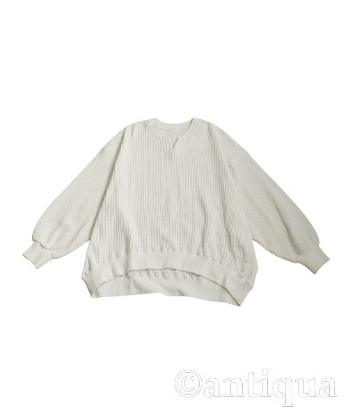 antiqua（アンティカ）の「オニワッフル カフタン襟 トップス（Tシャツ/カットソー・レディース・スミクロ/ピンク/ライム/ブルー/ナチュラル/オートミール/ブラック/杢グレー・ONESIZE）」の11枚目の写真