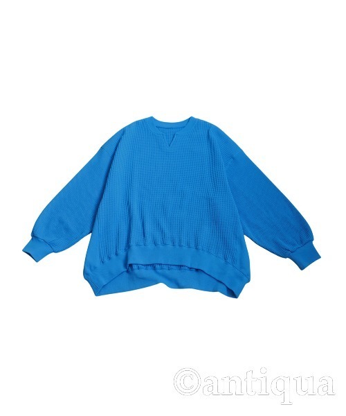 antiqua（アンティカ）の「オニワッフル カフタン襟 トップス（Tシャツ/カットソー・レディース・スミクロ/ピンク/ライム/ブルー/ナチュラル/オートミール/ブラック/杢グレー・ONESIZE）」の13枚目の写真