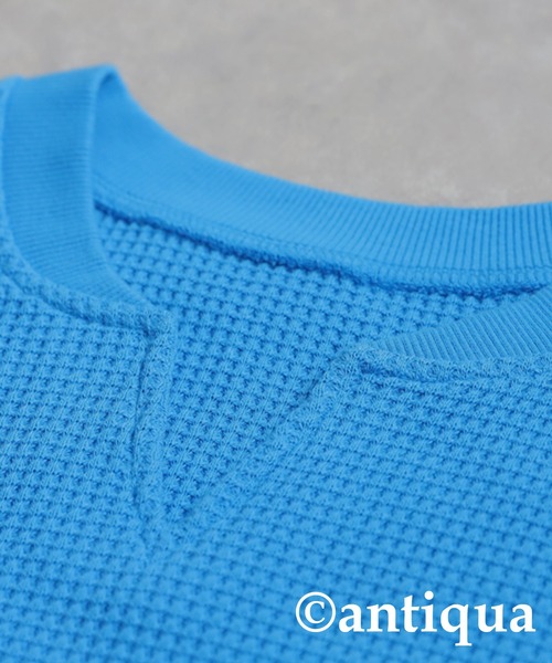 antiqua（アンティカ）の「オニワッフル カフタン襟 トップス（Tシャツ/カットソー・レディース・スミクロ/ピンク/ライム/ブルー/ナチュラル/オートミール/ブラック/杢グレー・ONESIZE）」の15枚目の写真