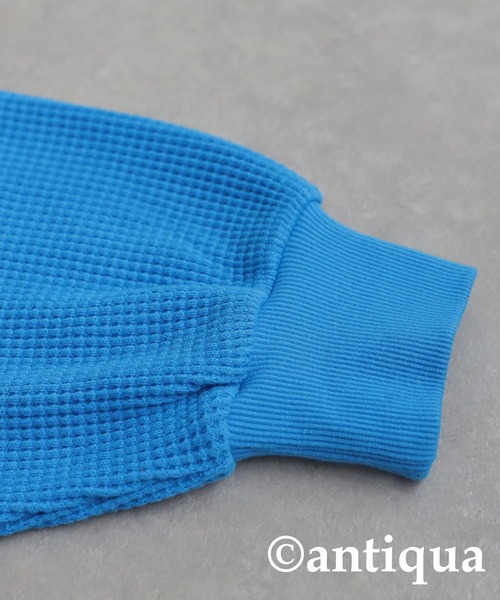 antiqua（アンティカ）の「オニワッフル カフタン襟 トップス（Tシャツ/カットソー・レディース・スミクロ/ピンク/ライム/ブルー/ナチュラル/オートミール/ブラック/杢グレー・ONESIZE）」の16枚目の写真