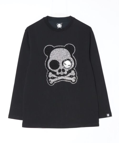 HIPANDA（ハイパンダ）の「(HIPANDA ハイパンダ) 男女兼用 HIIPANDA スカル ロゴ ロンT（Tシャツ/カットソー・メンズ・ブラック/ホワイト・LARGE/MEDIUM/X-LARGE/XX-LARGE/SMALL）」の2枚目の写真