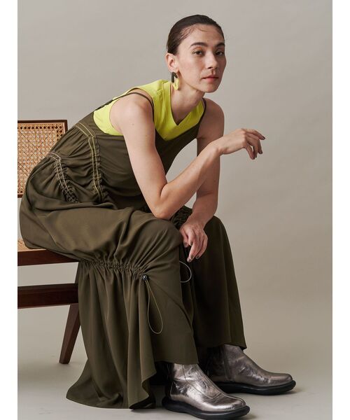 UN3D.（アンスリード）の「BASIC RIB KT TT / ベーシックリブニットタンクトップ（タンクトップ・レディース・ベージュ/ブルー/オレンジ/イエロー/ブラック/カーキ・FREE）」の18枚目の写真