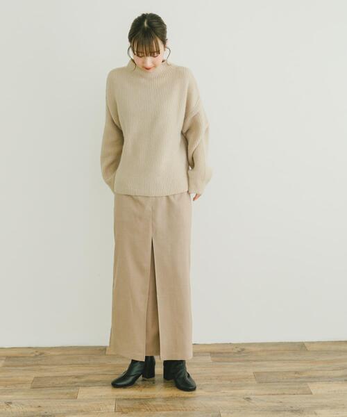 ITEMS URBANRESEARCH（アイテムズ アーバンリサーチ）の「ストレッチセンタータックスカート（スカート・レディース・ブラック/ベージュ・FREE）」の6枚目の写真