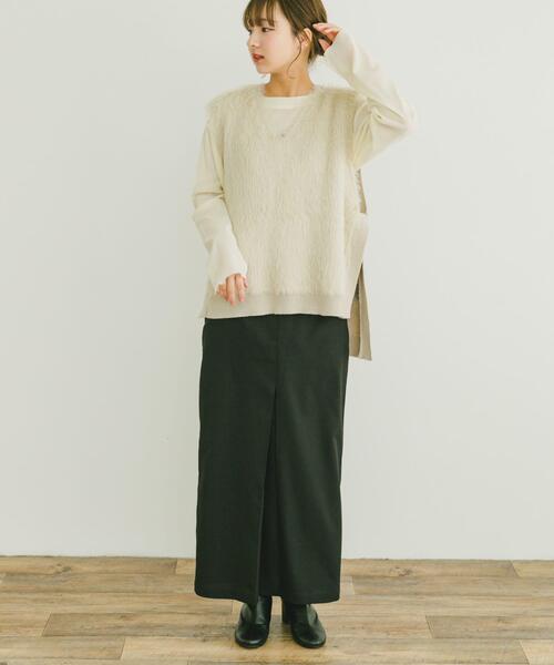 ITEMS URBANRESEARCH（アイテムズ アーバンリサーチ）の「ストレッチセンタータックスカート（スカート・レディース・ブラック/ベージュ・FREE）」の17枚目の写真