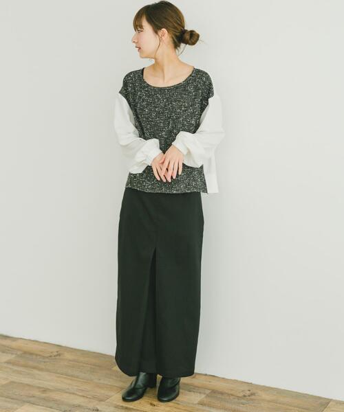 ITEMS URBANRESEARCH（アイテムズ アーバンリサーチ）の「ストレッチセンタータックスカート（スカート・レディース・ブラック/ベージュ・FREE）」の9枚目の写真