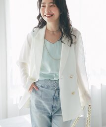 La boutique BonBon | 【新色オフホワイト・ライトグレー登場！】メッシュメタルボタンライトジャケット(テーラードジャケット)