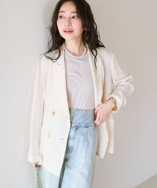 ラブティックボンボン メッシュメタルボタンライトジャケット グレージュ 完売カラー再追加！スタッフmiki監修】メッシュメタルボタン