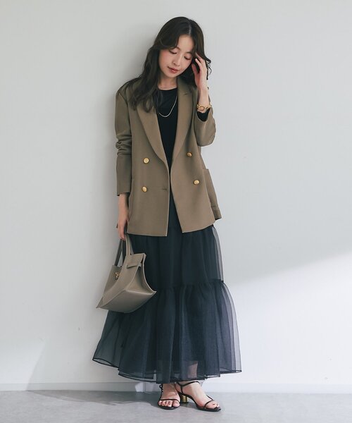 La boutique BonBon（ラブティックボンボン）の「【新色オフホワイト・ライトグレー登場！】メッシュメタルボタンライトジャケット（テーラードジャケット・レディース・グレイッシュベージュ/モカ/アイボリー/ネイビー/オフホワイト/ライトグレー・FREE）」の20枚目の写真