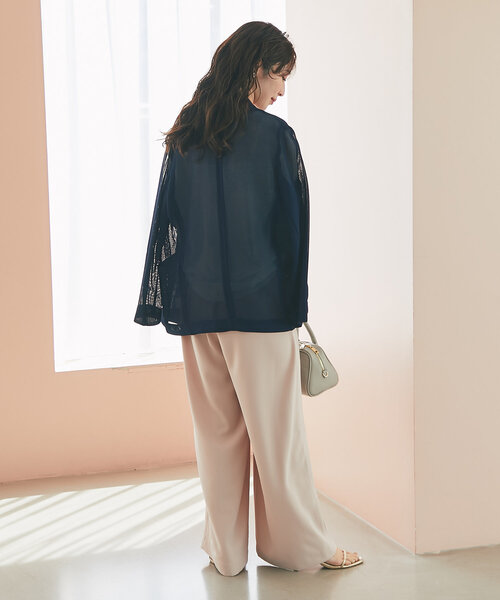 La boutique BonBon（ラブティックボンボン）の「【夏に着られるジャケット】メッシュメタルボタンライトジャケット（テーラードジャケット・レディース・グレイッシュベージュ/モカ/アイボリー/ネイビー/オフホワイト/ライトグレー・FREE）」の11枚目の写真