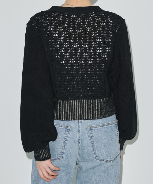 PUBLIC TOKYO（パブリックトウキョウ）の「エアロVネックニットカーデ（カーディガン/ボレロ・レディース・グリーン/ブラック/グレー・FREE）」の11枚目の写真