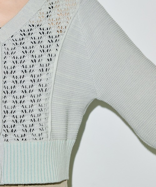 PUBLIC TOKYO（パブリックトウキョウ）の「エアロVネックニットカーデ（カーディガン/ボレロ・レディース・グリーン/ブラック/グレー・FREE）」の5枚目の写真