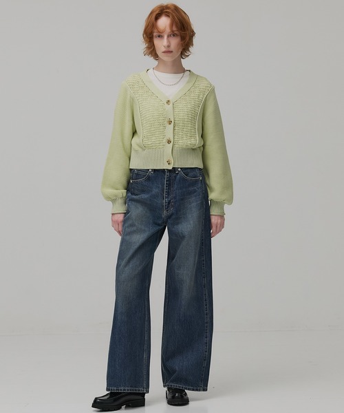 PUBLIC TOKYO（パブリックトウキョウ）の「エアロVネックニットカーデ（カーディガン/ボレロ・レディース・グリーン/ブラック/グレー・FREE）」の14枚目の写真