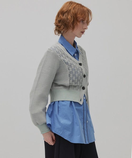 PUBLIC TOKYO（パブリックトウキョウ）の「エアロVネックニットカーデ（カーディガン/ボレロ・レディース・グリーン/ブラック/グレー・FREE）」の22枚目の写真