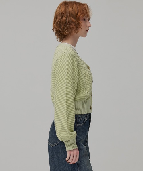 PUBLIC TOKYO（パブリックトウキョウ）の「エアロVネックニットカーデ（カーディガン/ボレロ・レディース・グリーン/ブラック/グレー・FREE）」の17枚目の写真