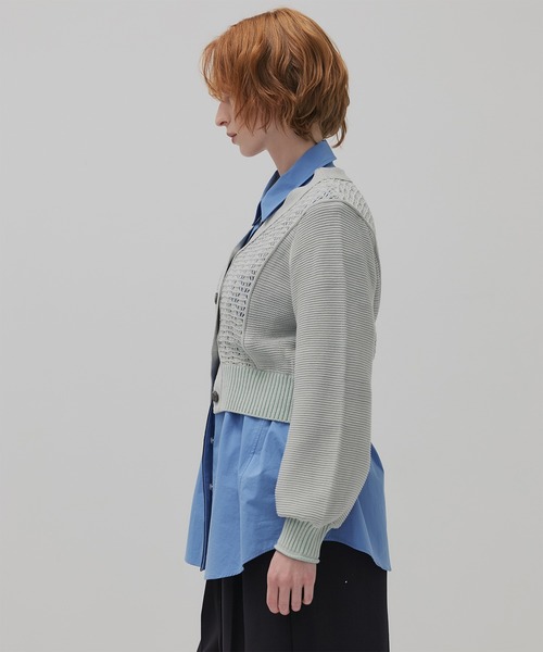 PUBLIC TOKYO（パブリックトウキョウ）の「エアロVネックニットカーデ（カーディガン/ボレロ・レディース・グリーン/ブラック/グレー・FREE）」の20枚目の写真