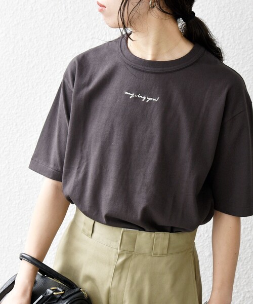 Healthknit(ヘルスニット)の「【SHIPS any別注】Healthknit:〈洗濯機可能〉エンブロイダリー クロップド TEE(Tシャツ/カットソー・レディース・オフホワイト/ブラック/ライトグリーン・ONE SIZE)」の1枚目の写真
