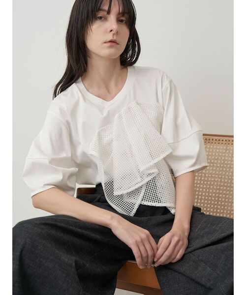 ELENDEEK（エレンディーク）の「レースドレープカットソー（Tシャツ/カットソー・レディース・オフホワイト/ブラック・FREE）」の22枚目の写真