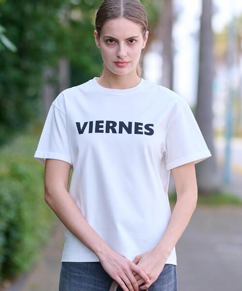 DRESSTERIOR(ドレステリア)の「【接触冷感/抗菌防臭/消臭】アイスクリアコットン VIERNESロゴT(Tシャツ/カットソー・レディース・ホワイト/サンドベージュ/ネイビー・36/38/34)」の20枚目の写真